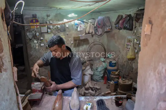 Shoemaker Crafting Leather Shoes, Al-Gamaliya Cairo