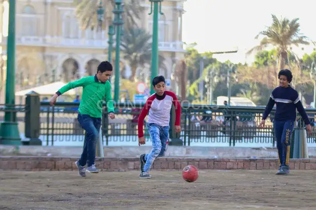 Boys Playing Football in Tahrir Square, Cairo -16