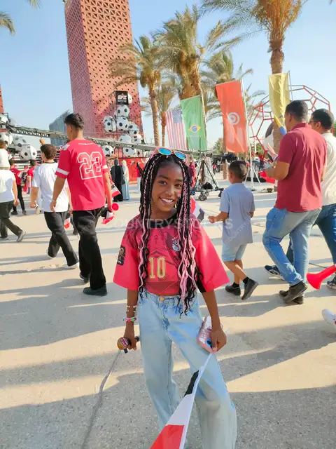 Young Female Football Fan at Fan Zone Cairo