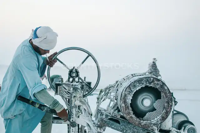 Quarry Worker Operating Stone Cutting Machine, Minya