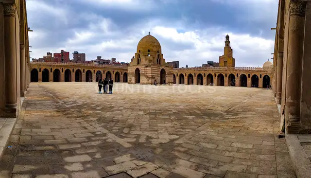Ibn Tulun Mosque Courtyard Panoramic View, Cairo