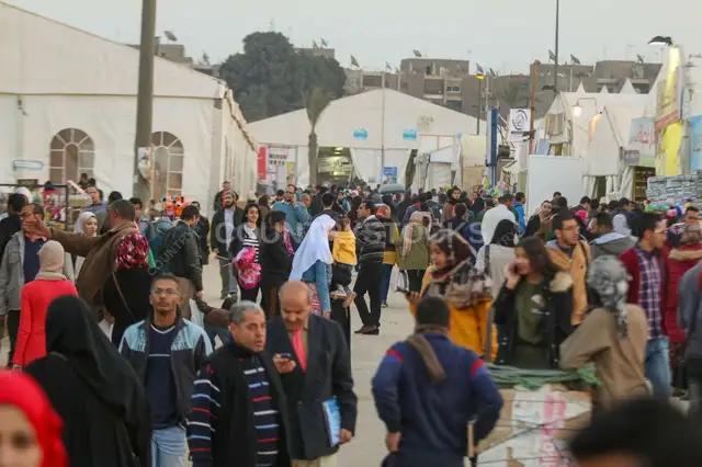 Crowded Walkway at Cairo International Book Fair 2017