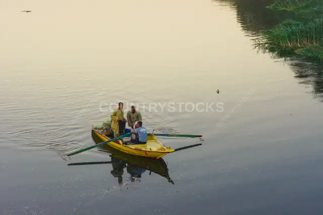 Fishermen in Small Boat on Nile, Al-Qanatir