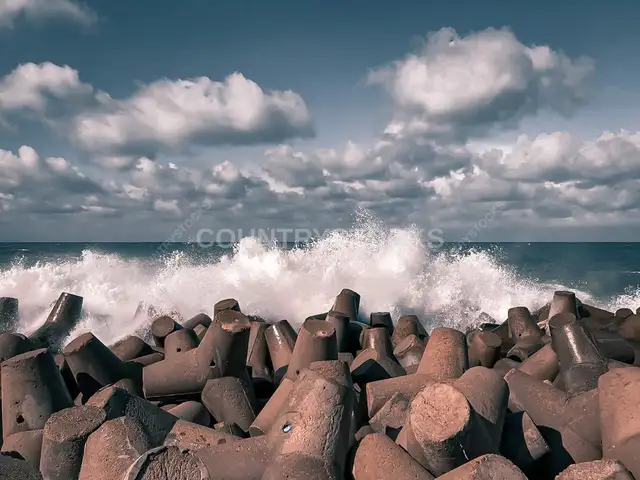 Mediterranean Waves Crashing on Tetrapod Breakwater, Alexandria