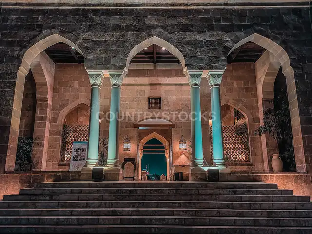 Al-Azhar Park Entrance Archway at Night, Cairo