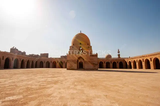 An impressive view of the interior of Ahmed Ibn Tulun Mosque in Cairo, Egypt 2