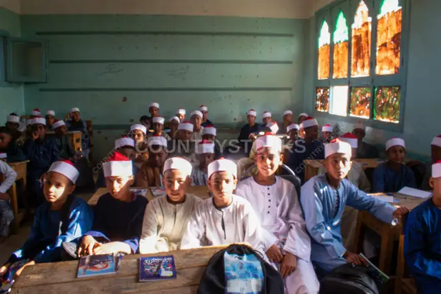 Al-Azhar School Boys in Classroom, Qena Egypt