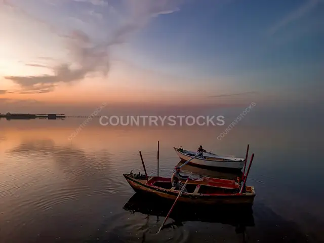 Wooden Fishing Boats at Sunset, Lake Qarun Fayyum
