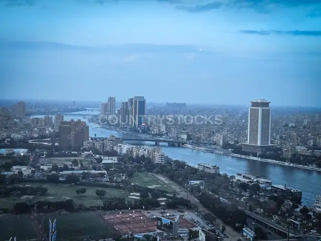 Aerial View of Cairo and Nile from Cairo Tower