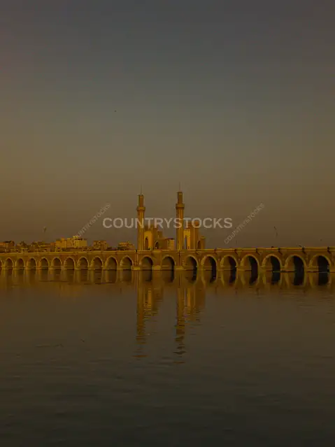 Al-Qanater Al-Khayreya Barrage Reflected in Nile at Sunset