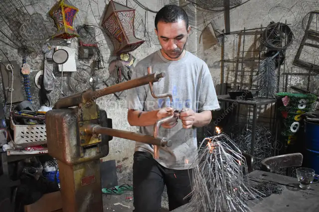 Ramadan Lantern Maker Crafting Metal, Al-Gamaliya Cairo