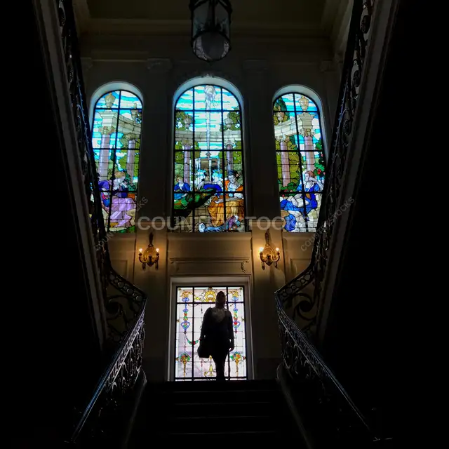 Aisha Fahmy Palace Staircase Stained Glass Windows Zamalek
