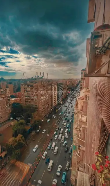 Tahrir Street Giza Aerial View Cloudy Sky