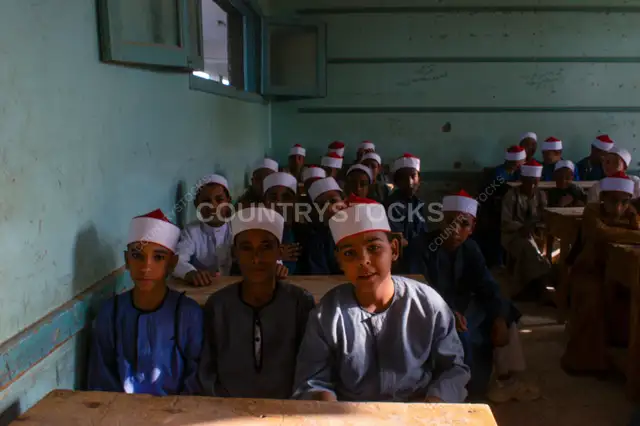 Al-Azhar School Boys in Classroom, Qena Egypt