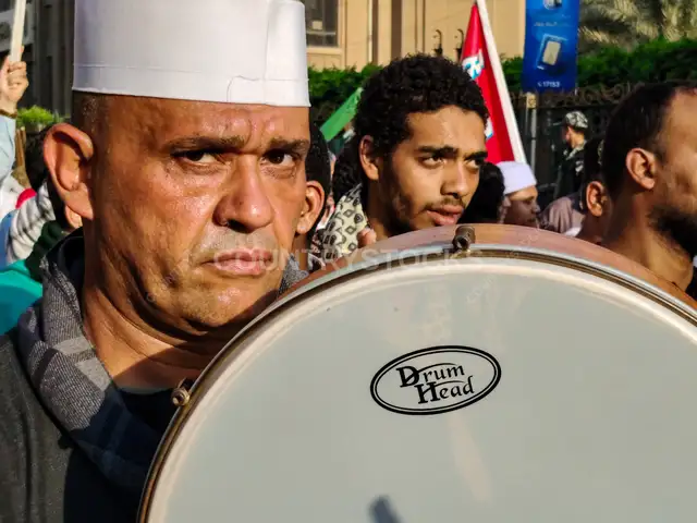 Sufi Duff Player During Islamic New Year 1448 Procession in Cairo