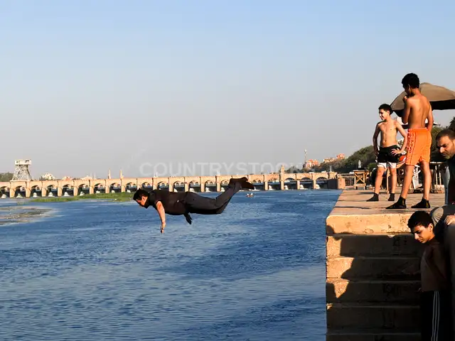 Children Diving into Nile at Al-Qanater Al-Khayreya
