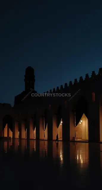 Al-Hakim Mosque Courtyard at Night, Old Cairo