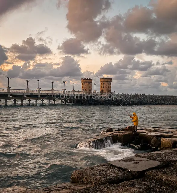Fisherman at Sunset, Qaitbay Fortress Alexandria