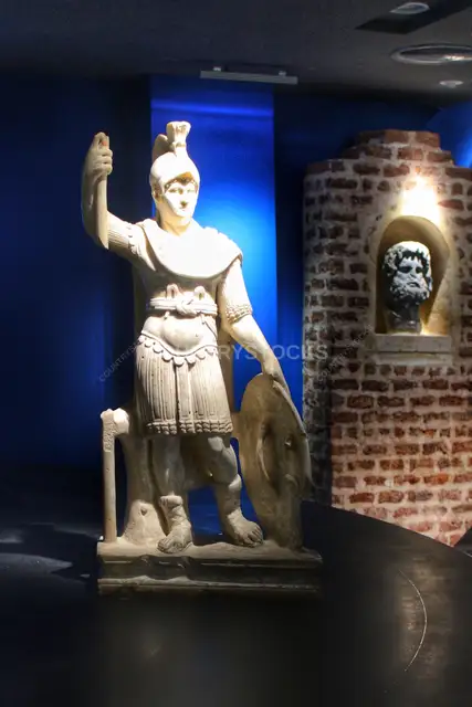 Full-Size Roman Warrior Marble Statue, Greco-Roman Museum Alexandria