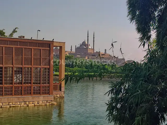 Wooden Restaurant Overlooking Lake and Cairo Citadel, Al-Azhar Park