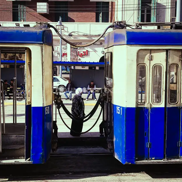 Alexandria Tram Cars at Raml Station, Egypt