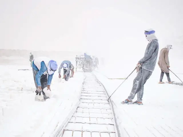 Quarry Workers Extracting White Stone, Minya Governorate