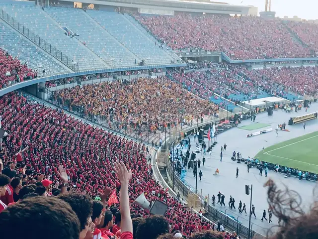Aerial View of Cairo International Stadium During a Match