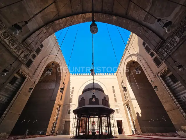 Sultan Hassan Mosque Courtyard Ablution Fountain Cairo