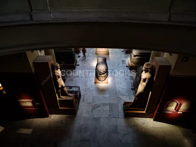 Egyptian Museum Statues Hall Aerial View, Tahrir Cairo