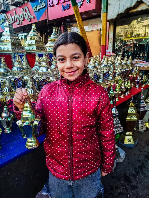 Girl Holding Fanous Lantern, Ramadan Market Cairo