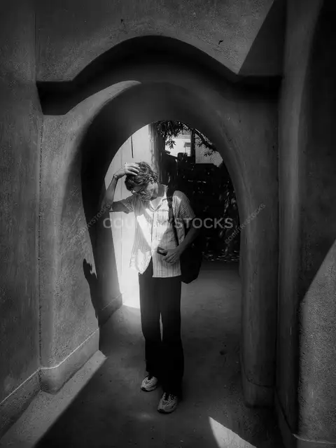 Person Standing Under Stone Arch, Wissa Wassef Arts Centre