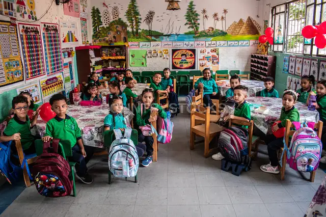 KG1 Students First Day of School, Cairo
