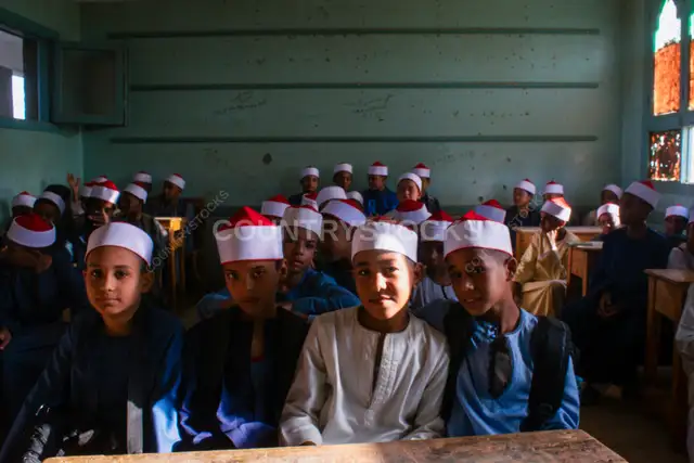 Al-Azhar School Boys in Classroom, Qena Egypt