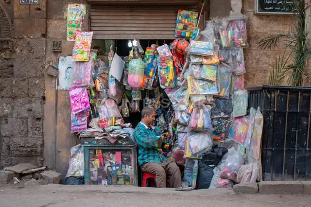 Street Toy Vendor at Al-Ashraf Street Cairo 2017