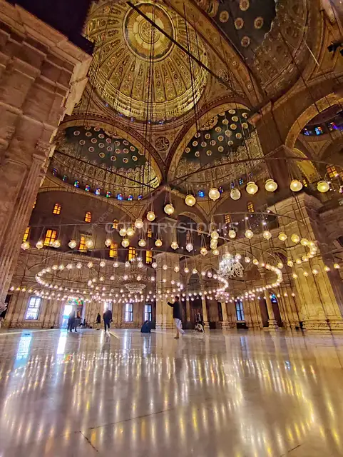 Mohamed Ali Mosque Interior Dome and Circular Chandelier Cairo
