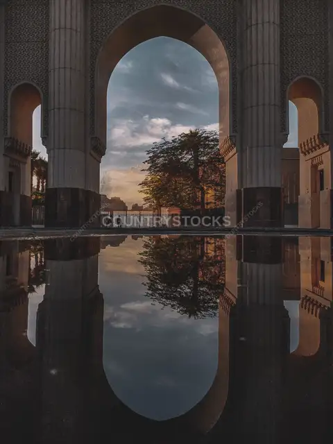 Cairo Opera House Arch Reflection at Sunset