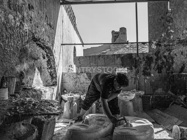 Potter Applying Finishing Touches, Fukhareya Village Old Cairo