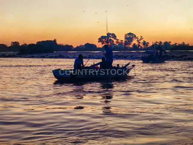 Fishermen on Nile Boat at Sunrise, Qanater Khayriyya