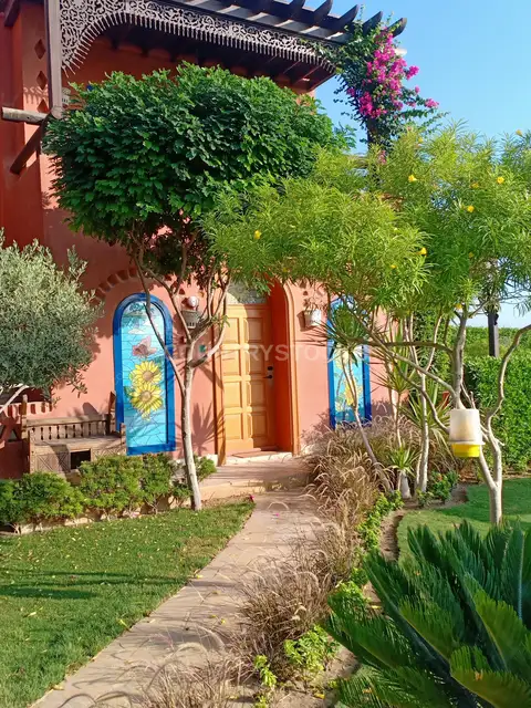 Colorful Moorish Villa Garden Entrance Fayoum Egypt