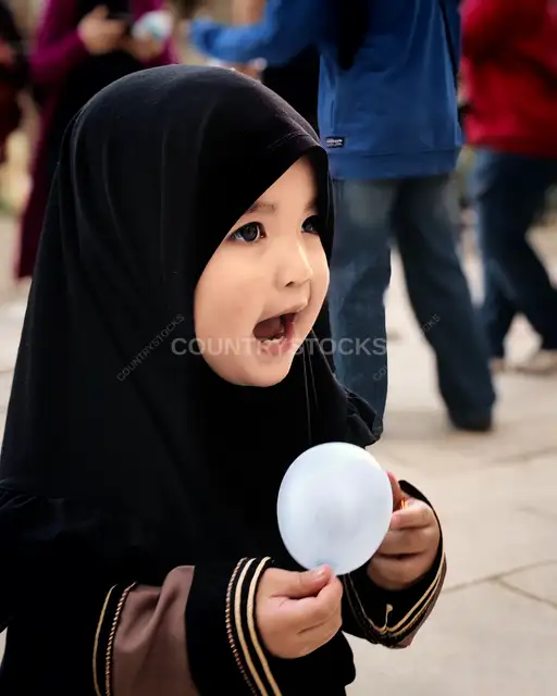 Young Girl Smiling in Sultan Hassan Mosque Courtyard, Cairo