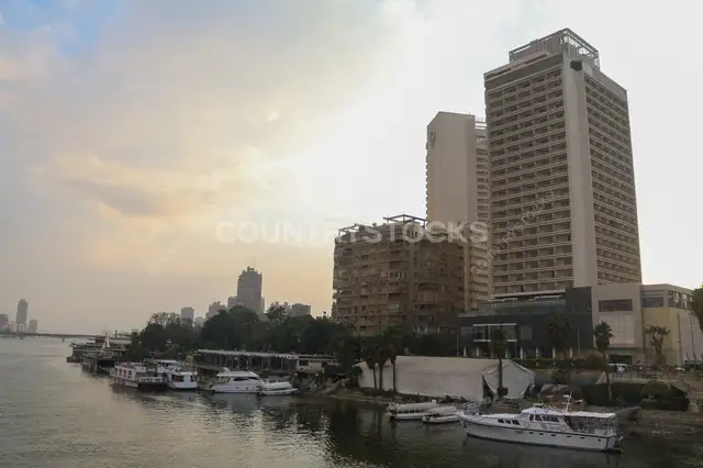 Cairo Tower and Nile River View at Dusk
