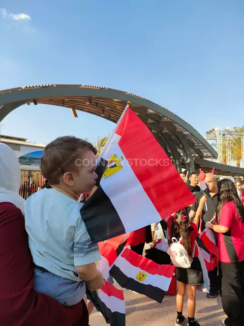 Egyptian Fans with Flags at Cairo Fan Zone