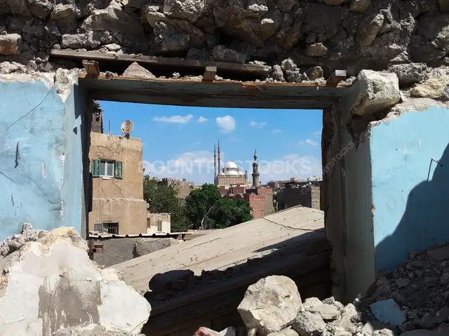Mosque of Muhammad Ali Pasha Framed Through Ruined Wall