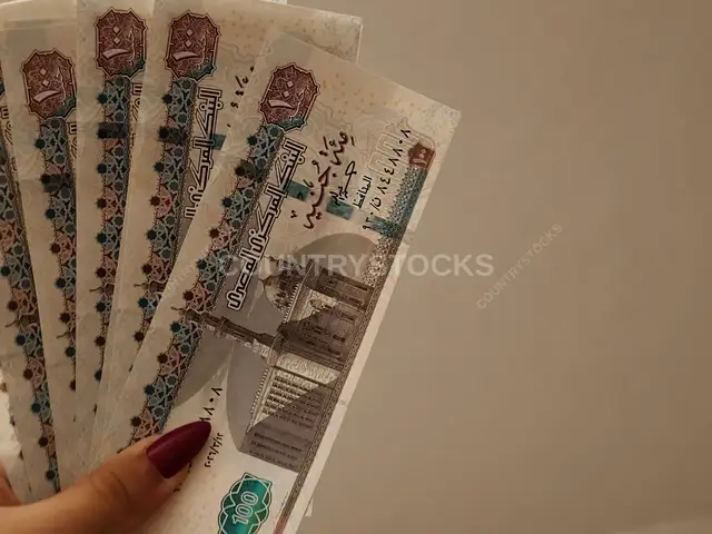 Egyptian Pound Banknotes Held in Hand