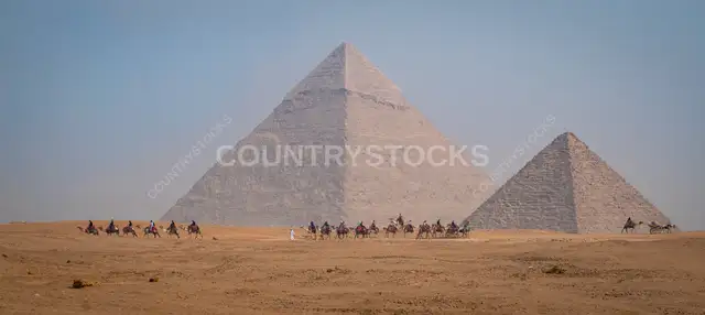 Camel Caravan at Giza Pyramids, Egypt