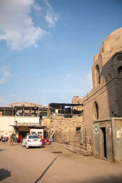 Al-Ashraf Street Urban Scene with Historic Stone Architecture in Cairo 2017