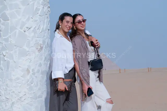 Two Women at Giza Pyramids