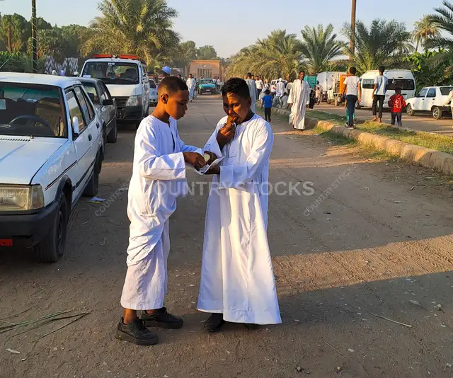 أطفال بالجلابية البيضاء في احتفالات مولد النبي، قنا