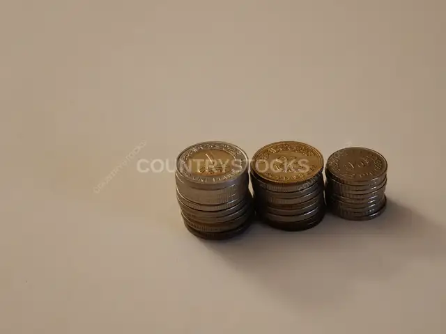 عملات معدنية بالجنيه المصري مرتبة في أكوام