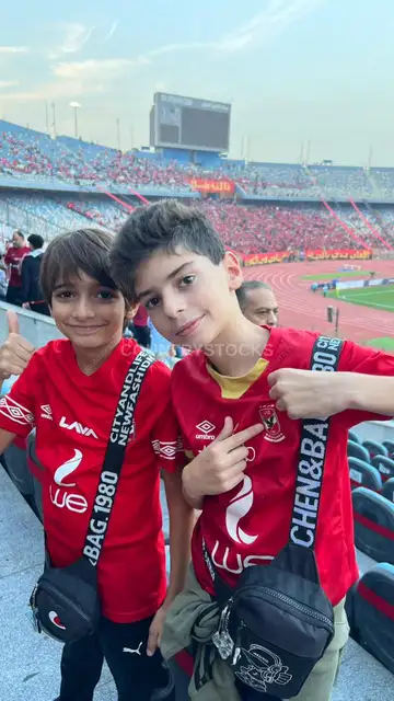 Two Boys in Al Ahly Jerseys, Cairo International Stadium